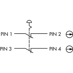 Not-Halt-Taster 2Ö, Einbau-Ø 22,3mm, M12-Stecker 4-polig , Technische Zeichnung