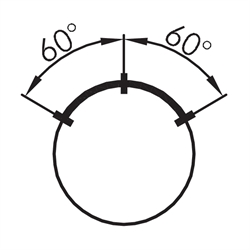 Wahltaster rastend 2S, Schaltwinkel +-60°, Einbau-Ø 22,3mm, Flachstecker , Technische Zeichnung