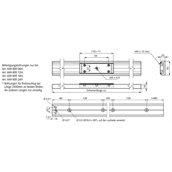 Linearführungen DA 0118 RC mit Kugelumlaufwagen, Schienenbreite 50 mm, Technische Zeichnung