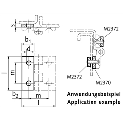 Distanzplatten M2370, Edelstahl, für Scharniere, Technische Zeichnung