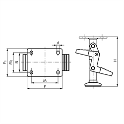 Einfache Feststellfüße, mit Auflagepad, Technische Zeichnung