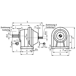 Stirnradgetriebe BT1, Größe 3, bis 200 Nm, Technische Zeichnung