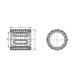 Linearkugellager KB-1-ST ISO-Reihe 1, mit Stahlmantel, mit Doppellippendichtungen, Technische Zeichnung