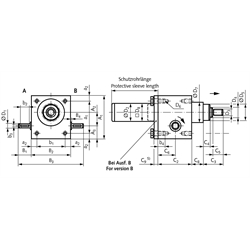Spindelhubgetriebe NPK   Baugröße 1   Ausführung A   Basishubgetriebe ohne Spindel   für Spindel KGT 16x5       (Betriebsanleitung im Internet unter www.maedler.de im Bereich Downloads), Technische Zeichnung