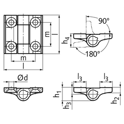 Scharniere M437.1, Zink-Druckguss, Technische Zeichnung