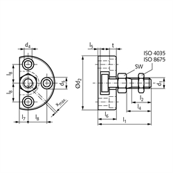 Schnellsteck-Kupplungen BKS, mit Anschraub-Flansch und Radial-Versatzausgleich , Technische Zeichnung