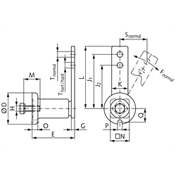 Spannelement Größe 1  Spannkraft normal 135 N  hart 170 N    verzinkt und ölbeständig, Technische Zeichnung