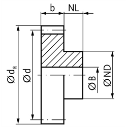 Stirnzahnräder Messing, gefräst, Modul 0,3, Technische Zeichnung