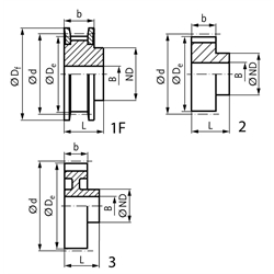 Zahnriemenräder XL 037, Technische Zeichnung