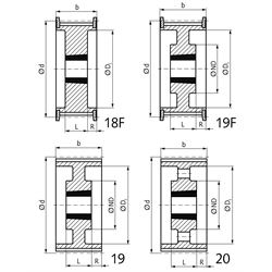 Zahnriemenräder HTD 14M-Taper für Riemenbreite 85 mm, Technische Zeichnung